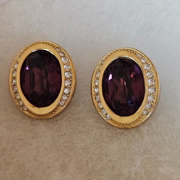 Christian Dior Amethyst Studs - Picture 1 of 4